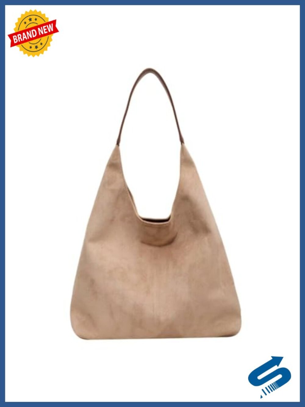 Faux Suede Slouchy Hobo Tote - Office Shoulder Bag Work Handbag